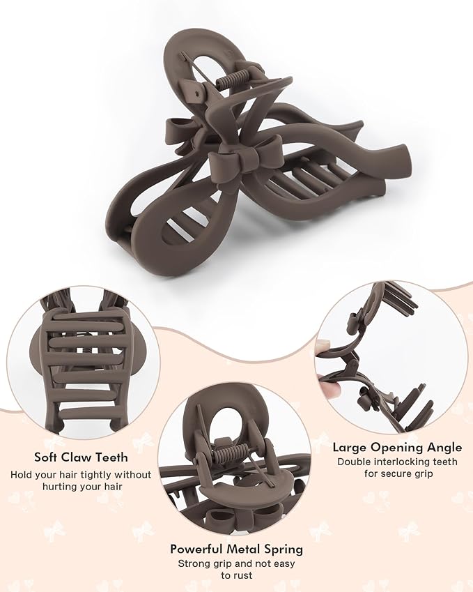4 PCS Bow Hair Clips for Women Bow Claw Clip 5" Extra Large Hair Claw Clips for Thick and Long Hair Cute Bows Big Clip Mother’s Day Gift for Mom
