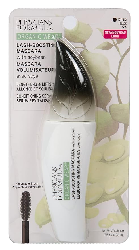 Physicians Formula Organic Wear Lash-Boosting All Natural Mascara, Lifts, Lengthens, For Sensitive Eyes, Dermatologist Tested - Black
