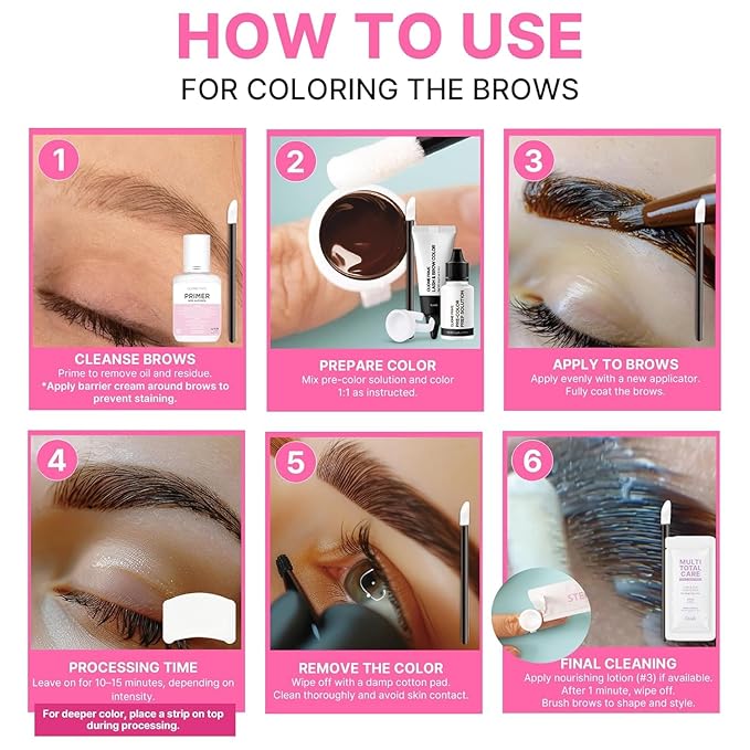 Korean Lash & Brow Color Kit – Temporary Eyelash & Eyebrow Color, Dark Brown, Naturally Fades Within 1-2 Weeks, Gentle Vitamin C Formula