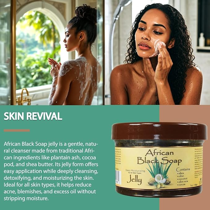 OKAY African Black Soap Jelly Antiseptic Wash – Acne & Blemish Cleanser for Face & Body, Helps with Dark Spots & Uneven Skin Tone, Sulfate, Silicone & Paraben Free, For All Skin Types, 7oz / 198g