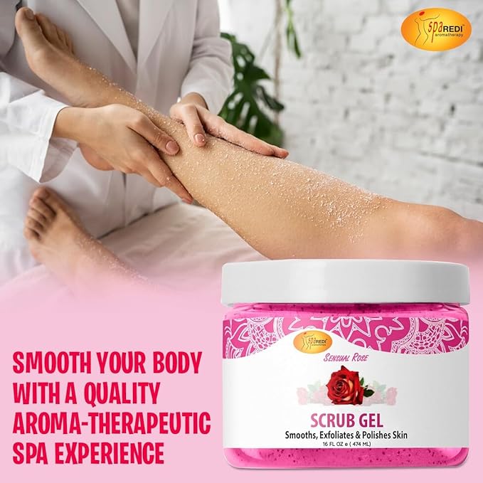 SPA REDI Exfoliating Scrub Gel – Dual-Action Pedicure Treatment for Callus Removal & Hydration, The One-Step Pedi Transformation for a 'Wow' Transformation Without Irritation 16 Oz