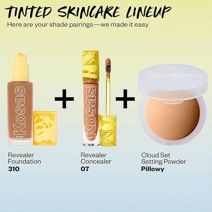 Kosas Revealer Liquid Foundation SPF 25 – Medium Buildable Coverage, Hydrating Natural Glow Finish, Neutral Cool 310