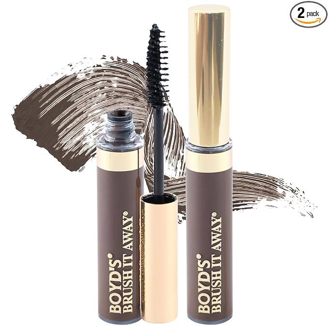 Boyd’s Brush It Away | Grey Hair Root Touch Up for Women & Men | Temporary Hair Color Mascara | Quick-Dry Water-Resistant Concealing Formula | Medium Brown, 2-Pack