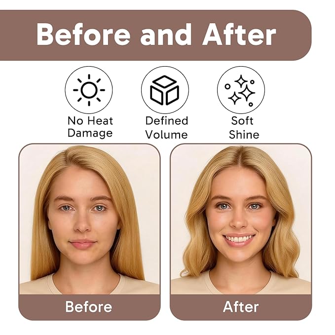 8 Pcs Overnight Blowout Rods Set, 6 heatless curls overnight Heatless Curls Overnight Blowout Rods with 1 Sleep Cap and 1 Brown leopard-print hair tie Blowout Rods for Easy Curling