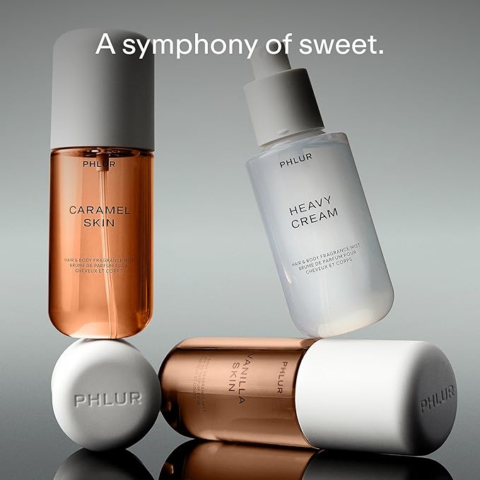 PHLUR Sweet Skin Trio ($78 Value) - Exclusive 3pc Travel Size Body Mist Set ft. Vanilla Skin, Heavy Cream, Caramel Skin (3 x 3 fl oz)