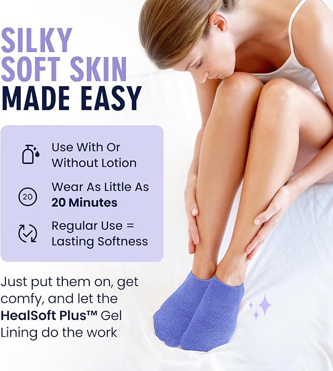Dr. Frederick’s Original Moisturizing Gel Socks for Men & Women – Dry Feet & Cracked Heel Treatment – Full Foot Gel Lining with Mango Butter, Shea Butter, Jojoba & Coconut Oil (Purple Paradise)