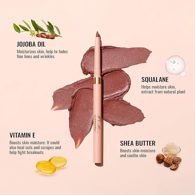 Oulac Waterproof White Lipliner Pencil - Smooth and Creamy Lip Primer, Retractable Lip Makeup for Precision Application, Vegan & Cruelty-Free, 13 White Waves