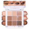 AMY'S DIARY 9-Color Warm Bronze Eyeshadow Palette, Gold Champagne Neutral Eye Makeup with Matte & Shimmer Shades, Highly Pigmented Long-Lasting Blendable Brown Nude Shadow for Daily Glam Look