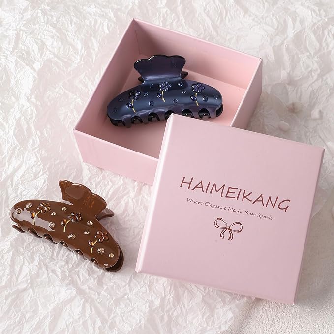 HAIMEIKANG 2 PCs Acrylic Bow Hair Claw Clips for Women - Cute Banana Non-Slip Strong Hold Barrettes Y2K Hair Clips for Thick Thin Hair