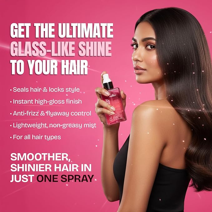 Herbishh Glass Glow Hair Coat Spray(6.76 fl oz)Anti Humidity & Heat Protectant Shine Coat for Frizz Control & Glossy Finish, Lightweight Texture Finishing Mist, Salon Quality Styling Spray Women & Men