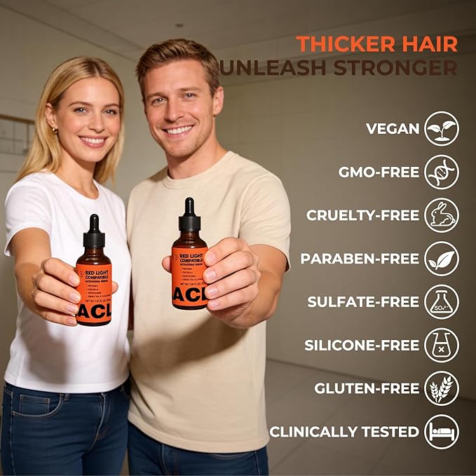Copper Peptide Hair Growth Serum for Red Light Therapy Cap, Lightweight Scalp Serum for Thinning Hair, Supports Fuller & Stronger Looking Hair, Non-Greasy Formula for Women & Men, 30ML