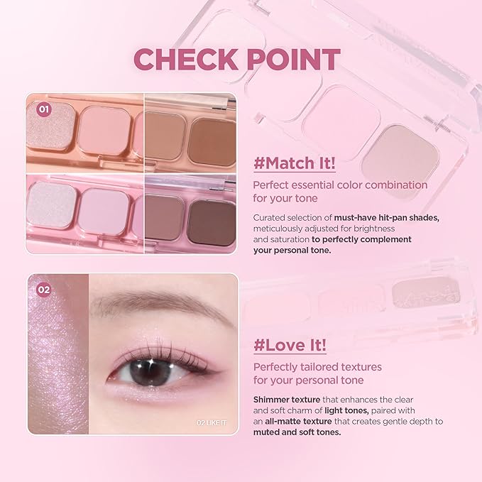 lilybyred Mood It Palette | 4-Shade Korean Eyeshadow Palette, Pre-Matched Personal Tone, Soft Blending, Buildable Coverage, Matte & Shimmer Finish, Daily Wear, Compact Size, 0.10 oz. (06 Soft It)