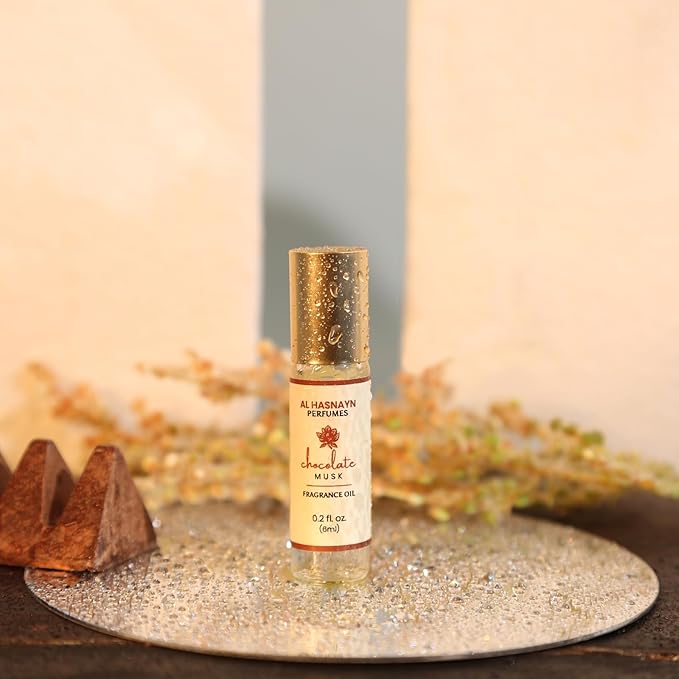 AL-HASNAYN Chocolate musk Fragrance Oil Roll-On Perfume 0.20 fl oz(6ml) |Rollerball perfume |Alcohol free| Long Lasting | Gifts for men women|