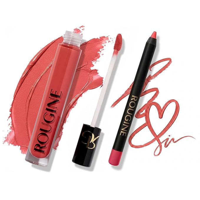 Matte Lipstick & Lip Liner Set for Women – Boujee Shade – Long-Lasting Waterproof 2-in-1 Lip Kit – Smudge-Proof Liquid Lipstick with Precision Liner, Enriched with Vitamin E & Shea Butter