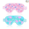 2PCS Cooling Eye Mask Gel Eye Mask, Reusable Hot Cold Therapy cold eye mask for Post Surgery, Puffiness, Dark Circles, Eye Bags, Dry Eyes, Migraines with Soft Plush Backing (Butterfly+Leaves)