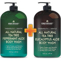 First Botany, All Natural Tea Tree Body Wash Fights Body Odor Athlete's Foot Jock Itch Nail Issues Dandruff Acne Eczema Yeast Infection Shower Gel Eucalyptus & Peppermint Aloe Skin Cleanser 16 X 2 fl