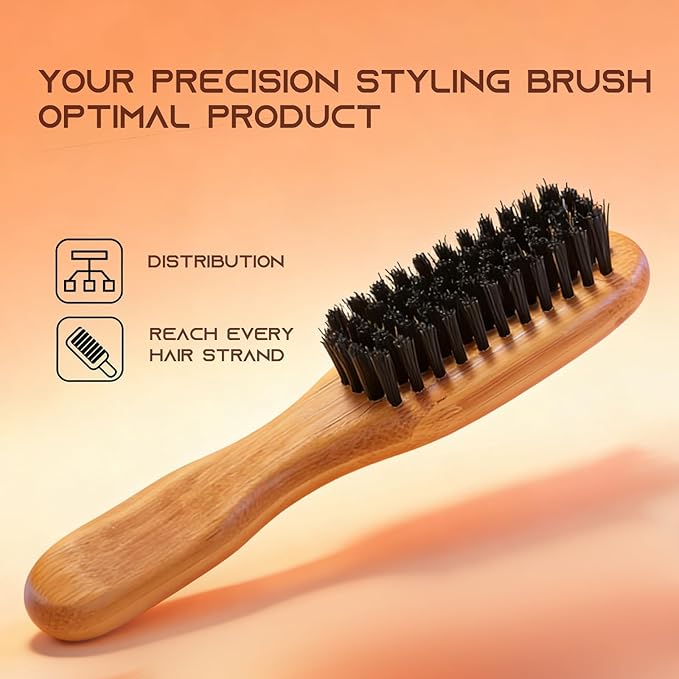sam sugar Hair Wax Stick for Flyaways, Hair Finishing Stick with Boar Bristle Brush, Slick Back Hair Brush, Control Frizz & Smooth Baby Hairs for Slick Back Styles