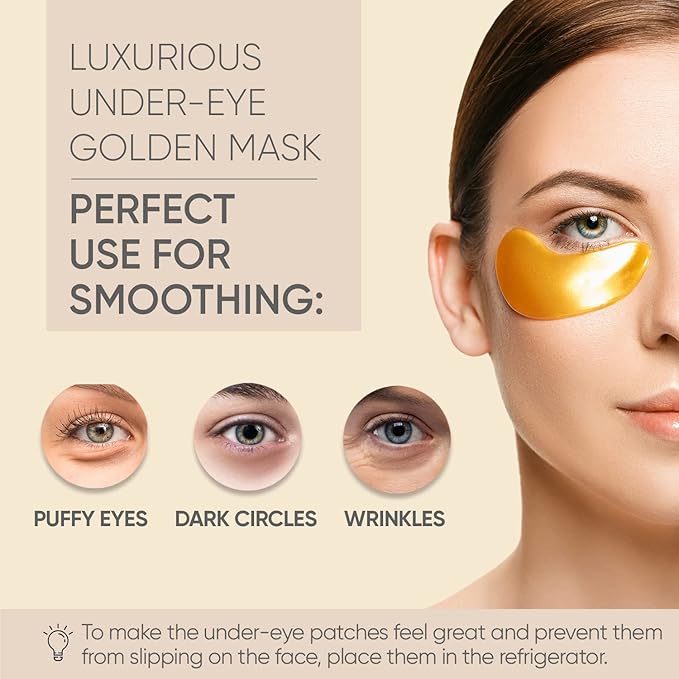 Anti Aging Crystal 24K Gold Powder Gel Collagen Eye Masks Sheet Patch VeniCare (30 Pairs)