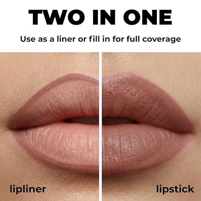 Lamel Gel Lip Liner Pencil - Burnt Ocher - 2-in-1 Waterproof Lip Liner - 8-Hour Wear, Creamy Texture, Sharpenable, High Pigment - Provides Smooth Finish or Full Coverage - N.403