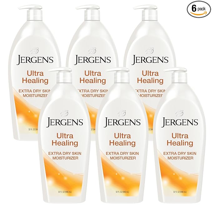 Jergens Ultra Healing Dry Skin Lotion, Hand and Body Moisturizer for Quick Absorption into Extra Dry Skin with Hydralucence Blend, Vitamins C, E and B5, White, 32 oz, Pack of 6