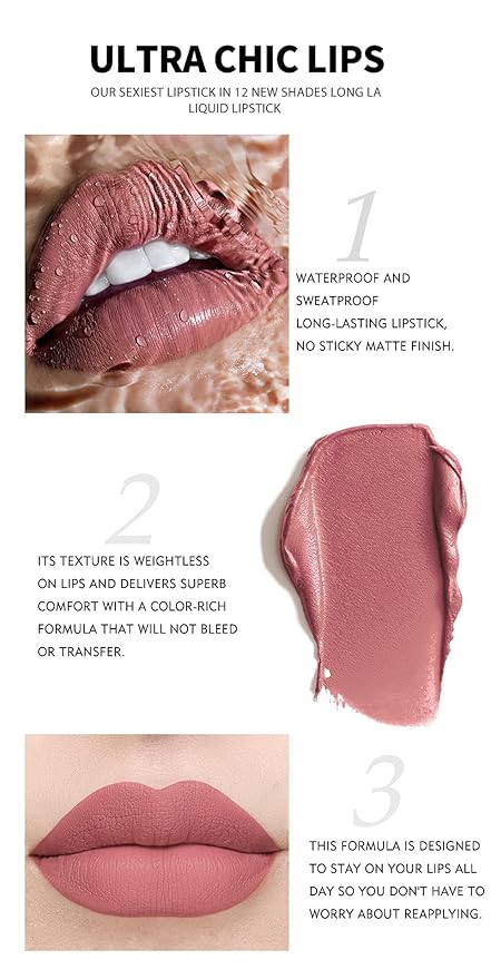 12 Colors Matte & Glossy Liquid Lipstick Set – Book Style Gift Kit for Women & Girls – Long Lasting Waterproof Lip Gloss with Nude, Pink, Red Shades, Non-Sticky, Transfer-Proof Lip Stain (Set A)