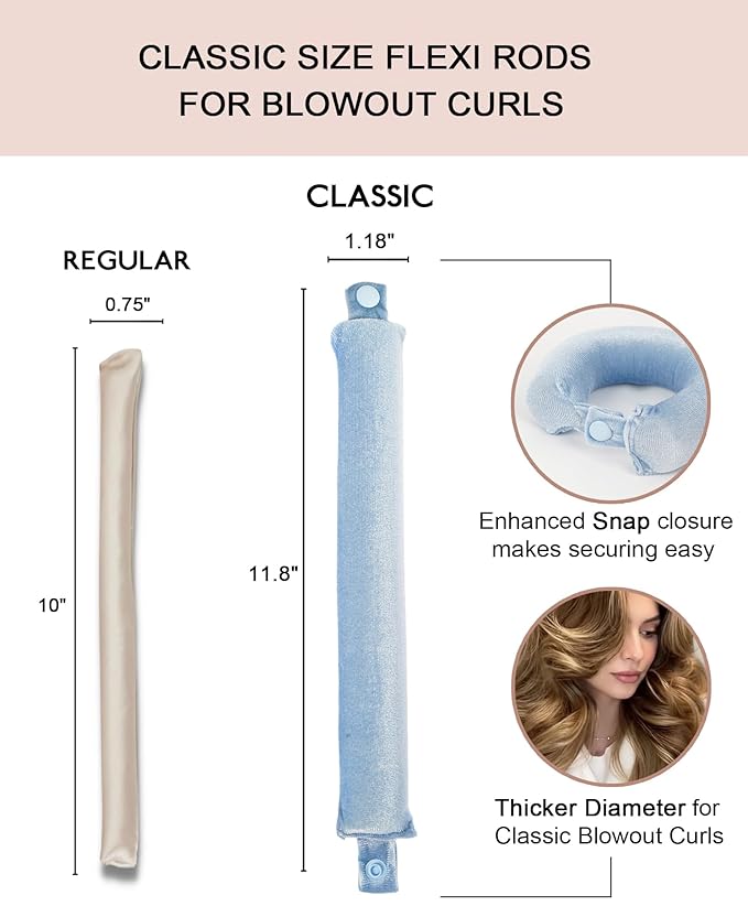 Classic Heatless Curls Overnight Rods - Upgraded Directional Grip Velvet No Heat Hair Curlers to Sleep Hair Rollers Flexible Curling Rods Set for Long Thicker Hair, Full Coverage Larger Silk Scarf