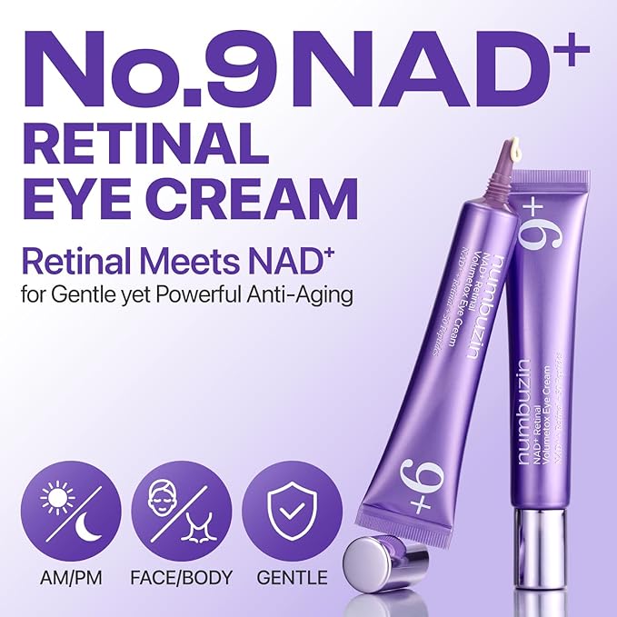 numbuzin No.9 NAD+ Retinal Volumetox Eye Cream, Anti-Aging Treatment for Wrinkles, Fine Lines, Dark Circles & Dark Spots, Gentle Retinal Formula with Peptides & Niacinamide, 0.67 fl. oz.