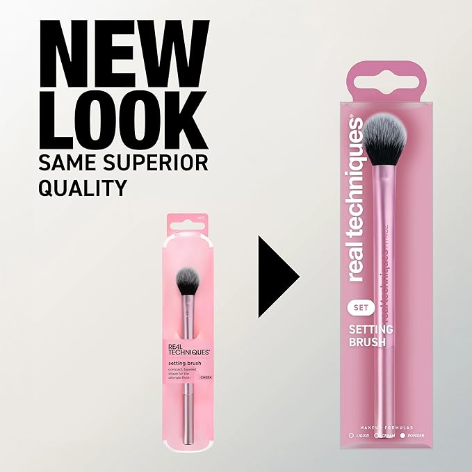 Real Techniques Setting Brush With Ultra Plush Custom Cut Synthetic Bristles and Extended Aluminum Ferrules to Build Coverage
