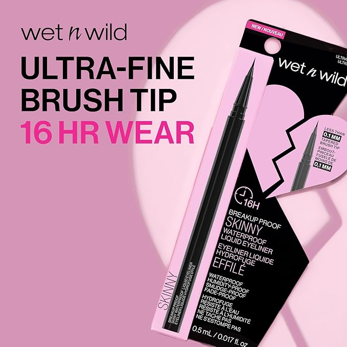 wet n wild Mega Last Breakup Proof Liquid Eyeliner - Ultra-Fine Brush, Waterproof, Long-Lasting - Cruelty-Free & Vegan - Ultra Black (Pack of 2)