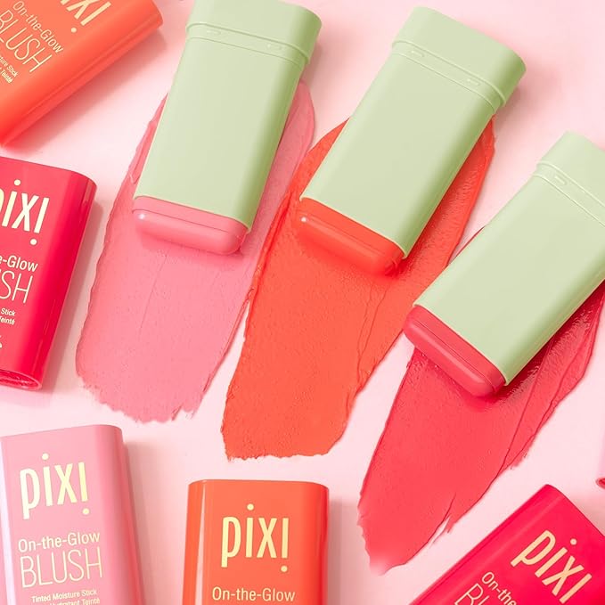 Pixi On-the-Glow Blush Stick in Juicy, Hydrating Tinted Moisture Stick for Cheeks and Lips with Ginseng, Aloe Vera and Fruit Extracts, Twist-Up Design, Paraben-Free, 19g / 0.6 oz