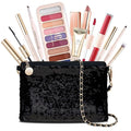 Color Nymph Makeup Kit for Women, Girls Beginner All In One Makeup Set with Sequin Bag, 9-Color Eyeshadow Palette, Lip Gloss, Eyeliner, Mascara - Orange Blue, Sparkling Party Wedding Evening Bag