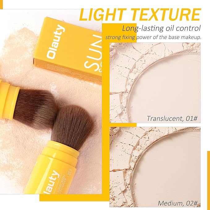 Mineral Powder Sunscreen for Face & Scalp, SPF 35 Brush on Sunscreen Setting Powder, Matte Oil Control Hair Sunscreen Face Powder, Lasting Lightweight Breathable Travel Essentials (#02 Medium) | for Face & Scalp, Long Lasting, Lightweight, Breathable, ...