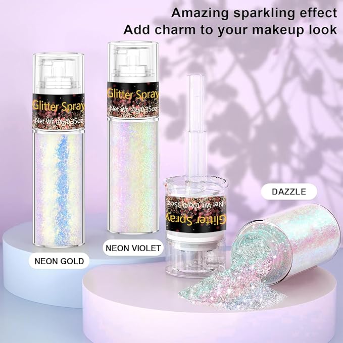 Hair and Body Glitter Spray, Glitter Hairspray Dry Powder Makeup for Clothes, Festival Rave Prom Loose Sparkle Powder,Holographic Ultra Fine Resin Glitters for Crafts (Mermaid)