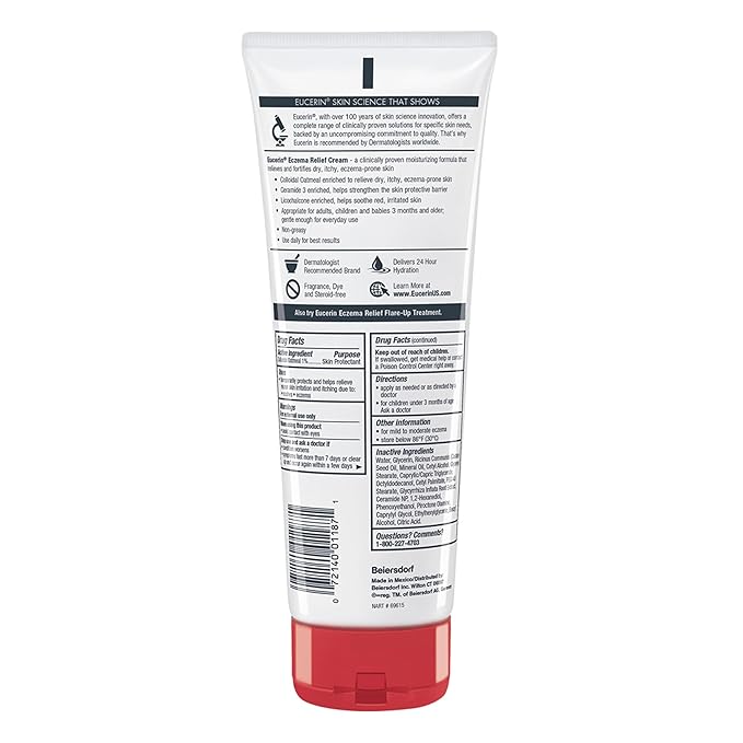 Eucerin Eczema Relief, Full Body Lotion, Moisturizing Eczema Cream with Colloidal Oatmeal (Skin Protectant) and Ceramide 3, 8 Oz Tube (Pack of 12)
