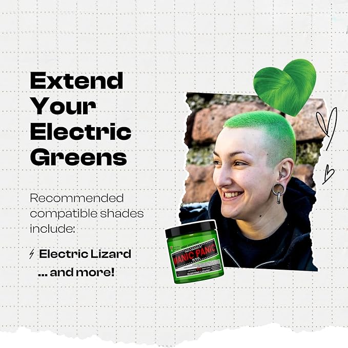 MANIC PANIC Bright Neon Green Color Depositing Conditioner - Love Color Hair Conditioner Keeps Hair Vibrant, Nourished & Refreshed - Formulated with Shea Butter & Quinoa - Green Venus (8oz)