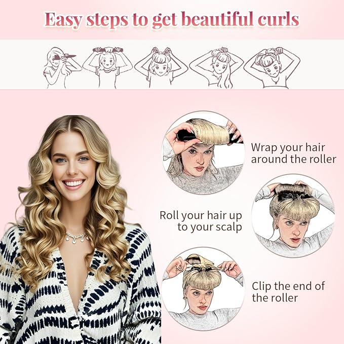 Heatless Curls Overnight Rods Heatless Hair Curler Hair Curlers To Sleep In Heatless Curls Blowout Rods Heatless Curling Rods With Luxury Cloth Bag Scarf For All Hair Types (Bright Red, 3Rods)