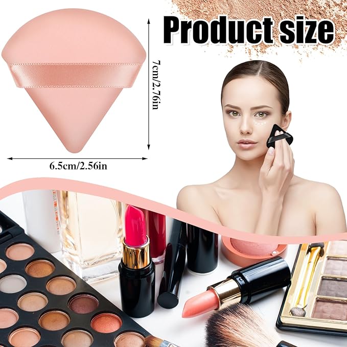 Pimoys 12 Pcs Triangle Powder Puff Makeup Puff, Dry Use for Foundation on Cheeks Forehead Eyes and T-Zone, Reusable for Home Travel and Pro Use