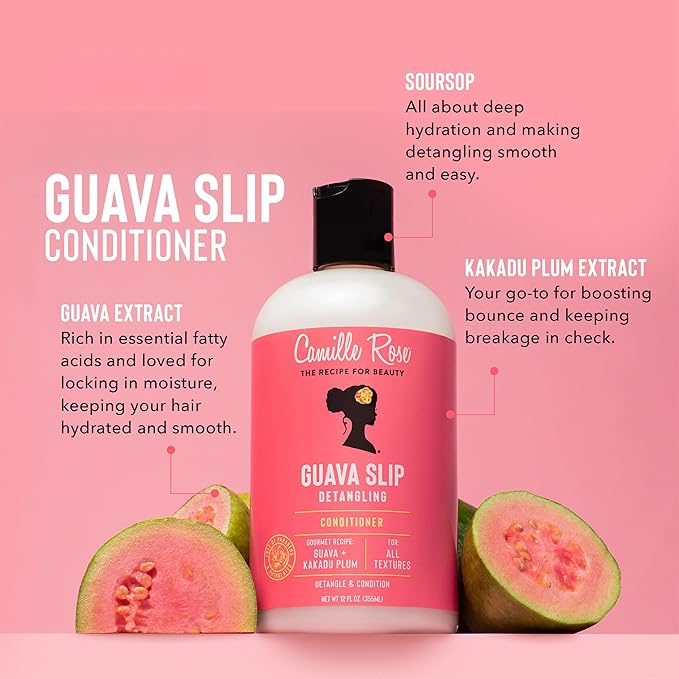 Camille Rose Guava Slip Detangling Conditioner, with Guava, Kakadu Plum and Soursop to Detangle, Condition and Revive, for All Hair Textures, 12 fl oz