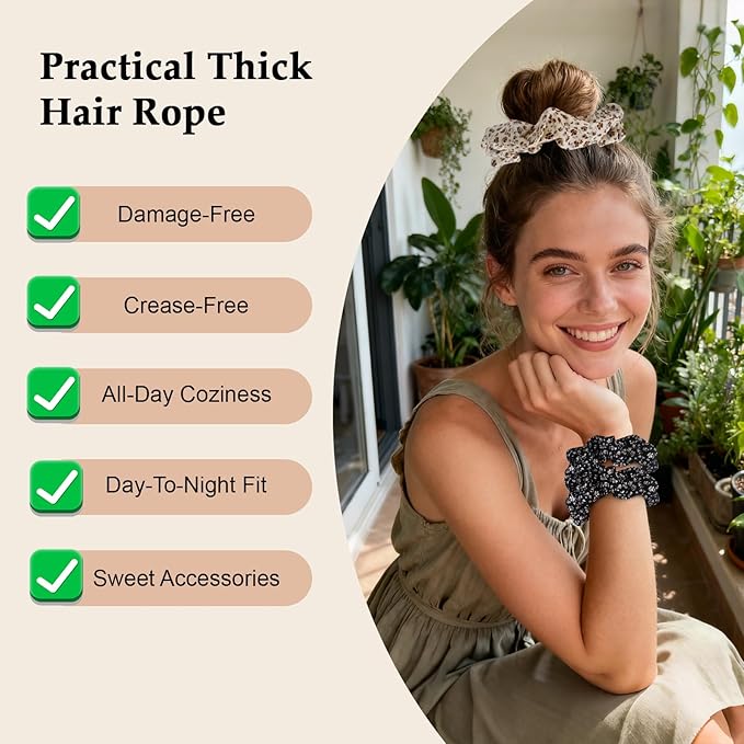 Satin Scrunchies for Women – 8PCS Floral Multicolor Silk Hair Ties (4 Colors, 2pcs Each) – No Crease, Frizz-Free, Sweet & Romantic Hair Bands for Thick & Thin Hair, Cute Hair Accessories Gifts
