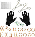 BodyJ4You 36PC PRO Body Piercing Kit - Nose Septum Ear Cartilage Lip Belly Navel Tragus Eyebrow - Surgical Steel 14G 16G BCR CBR Ring Barbell Spike - Tools Needles Gloves Clamps