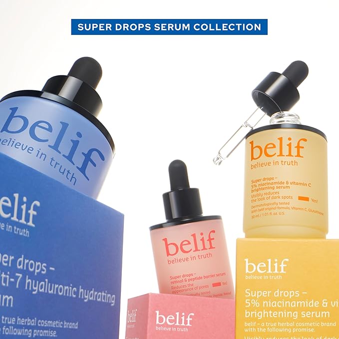 belif Discover Glowing Skin Trial Kit: Firming, Hydrating, Vitamin C Serum, Hyaluronic Acid, 5% Niacinamide, Retinol, Korean Skin Care, Gift for Mom