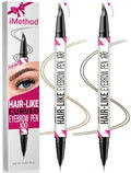 iMethod Curved Eyebrow Pen - Eyebrow Pencil, 2 Count Brow Pencil Dual-Ended with Curved Tip and Precise Brush-Tip for Natural Hair-Like Brows, Last All-Day, Brown and Blonde Each