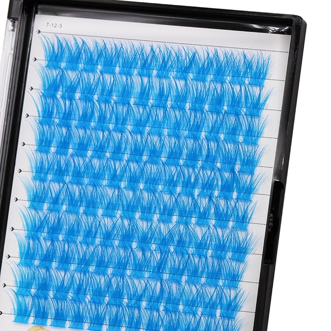 Wide Stem With Various Colored False Eyelashes D Curl Eyelash String 10-20mm Choose Professional Makeup Personal Eyelash String Grafted Eyelash Extension Cluster（Blue -10-12-14-16mm Mixed）