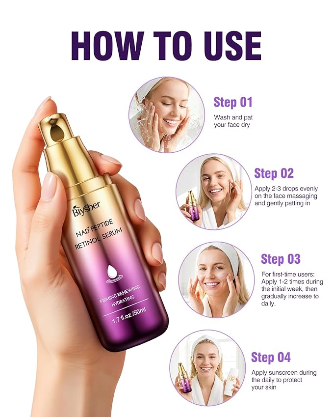 Retinol Peptides Serum for Face: Anti Aging Collagen NAD+ Hydration Serum for Wrinkles Fine Lines, Firming Face Neck Skin for Women Men Day Night