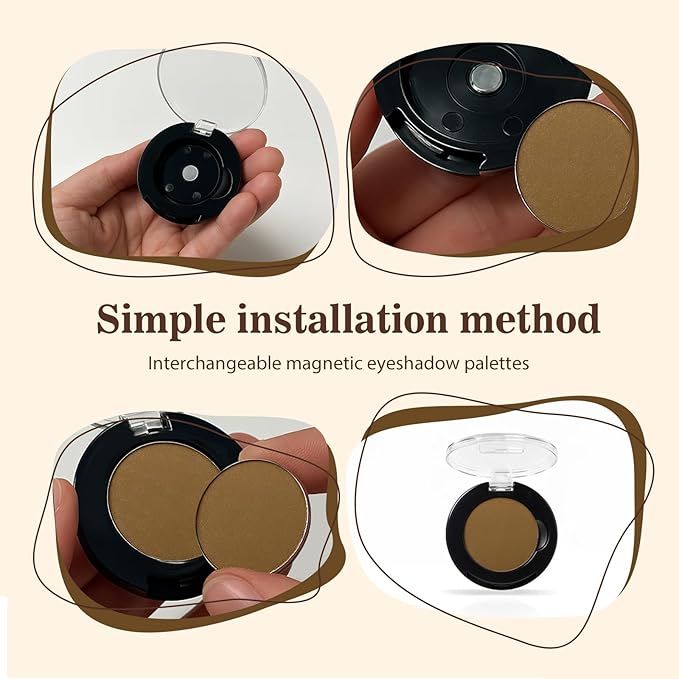 Refillable Eyeshadow Palette - Matte/Glitter/Duo-Chrome Pressed Powder & Cream Formula, Neutral/Shimmer/Smokey Multichrome, Travel-Friendly Iron Pan Refills (Matte, D65)