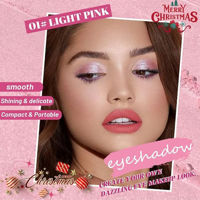 Light Pink Single Shimmer Cream Eyeshadow, Rose Gold Glitter Glow Eye Shadow for Mature Skin, Lightweight Blendable, Subtle Shimmer, Crease-Proof, Vegan & Cruelty-Free, Sombras para Ojos