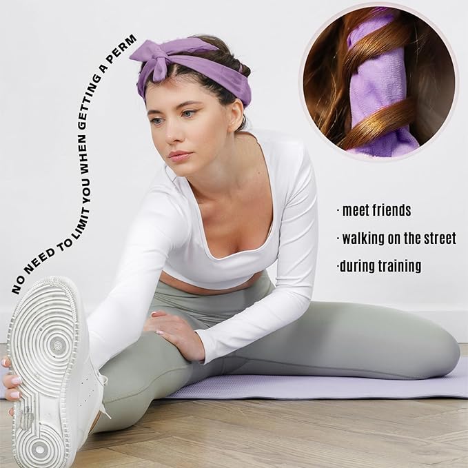 Heatless Curls Overnight Hair Curlers to Sleep In Overnight Curls for Women Heatless Hair Curler for Long Hair Overnight Headband （Purple）