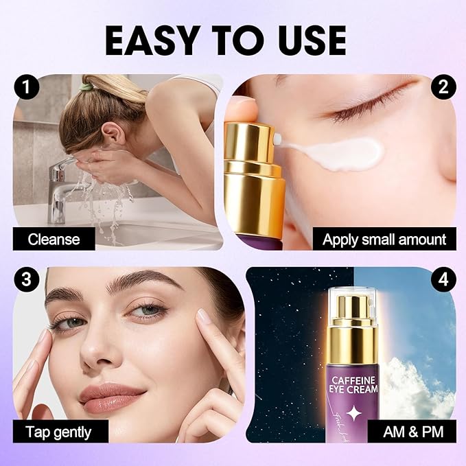 Caffeine Eye Cream for Puffiness & Dull Eyes, Helps Brighten & Smooth Under Eye Area, Lightweight Daily Eye Cream with Hyaluronic Acid for a Fresh, Well-Rested Look