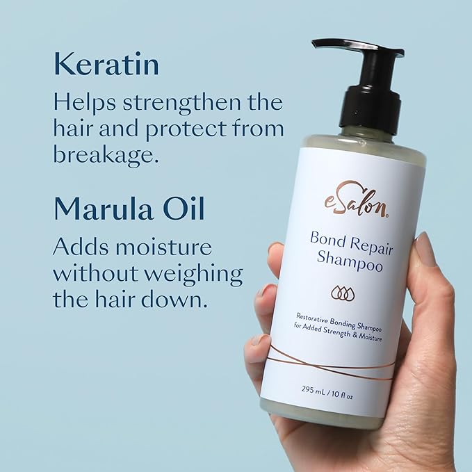 eSalon Bond Repair Shampoo with Keratin and Marula Oil, Restorative Hair Care, 10 fl oz