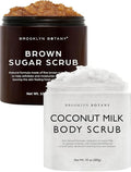 Brooklyn Botany Brown Sugar & Coconut Milk Body Scrub Set – Exfoliating and Moisturizing Face, Body, Hand & Foot Scrubs – 2 x 10 oz